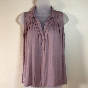 Ann Taylor LOFT - Light Plum Henley Shell w/ Gathered Drape Shoulders - Sz. SP